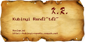 Kubinyi Renátó névjegykártya