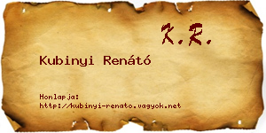 Kubinyi Renátó névjegykártya